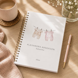 Boho Baby Clothing Watercolor Babysitter Service Planner