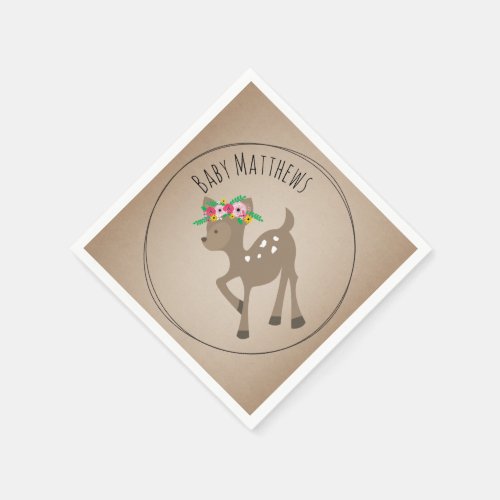 Boho Baby Deer Baby Shower Napkins