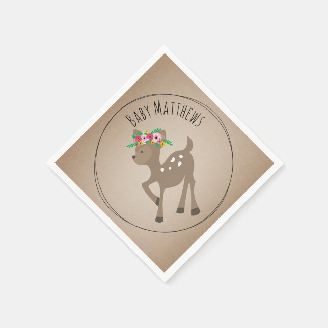 Boho Baby Deer Baby Shower Napkins (Corner)