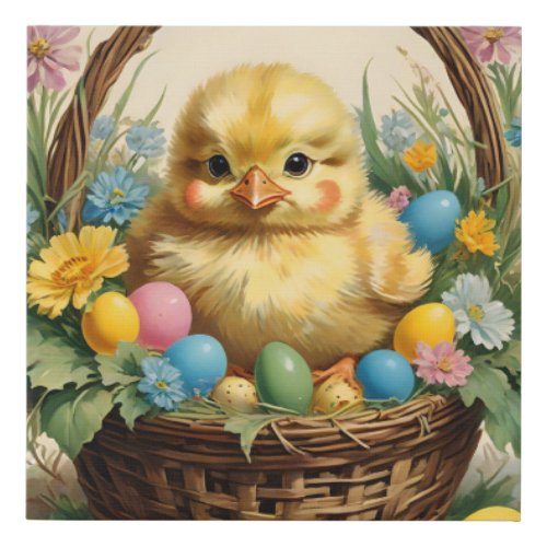 Boho Baby Easter Chick Baby Easter Chick Easter Faux Canvas Print