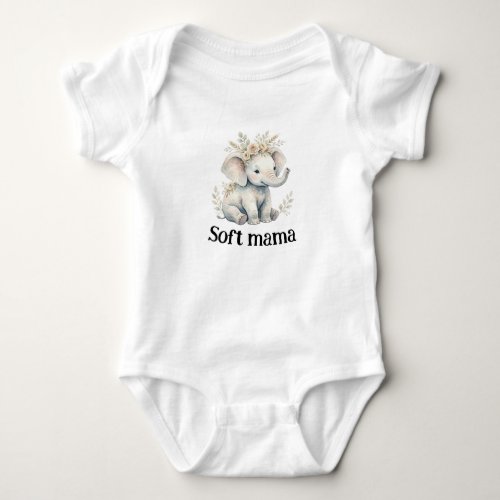 Boho Baby Elephant Floral Watercolor Nursery Anima Bodysuit