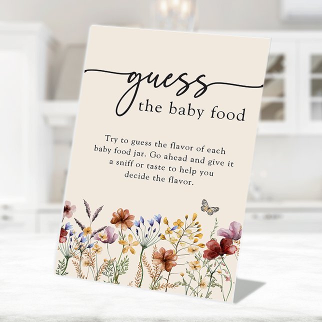 Boho Baby Food Sign (Boho Floral Butterfly Guess the Baby Food Sign by Painted Paperie
)