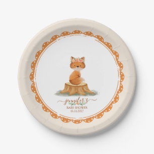 Boho Baby Fox Floral Baby Shower Watercolor Paper Plates