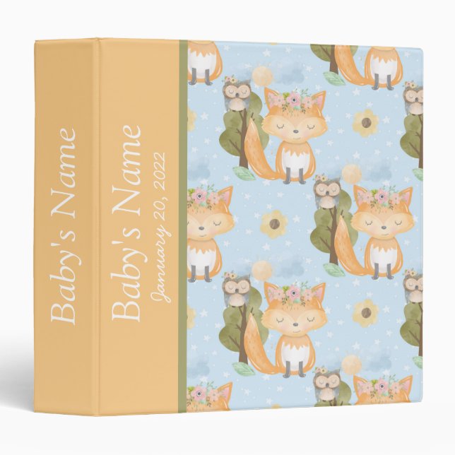 Boho Baby Fox Photo Album 3 Ring Binder (Front/Spine)