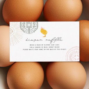 Boho Baby Girl Chick Diaper Raffle Enclosure Card