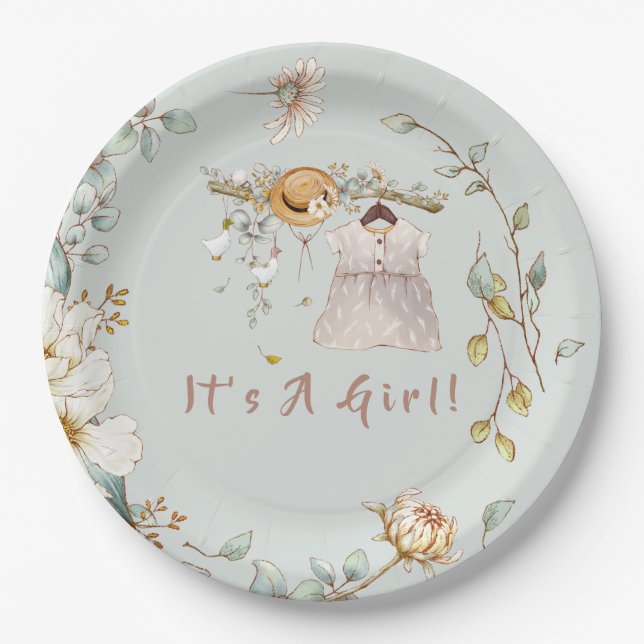 Boho Baby Girl Dress Outfit  Paper Plates (Front)