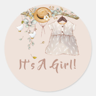 Boho Baby Girl Hanging Outfit Dress Classic Round Sticker