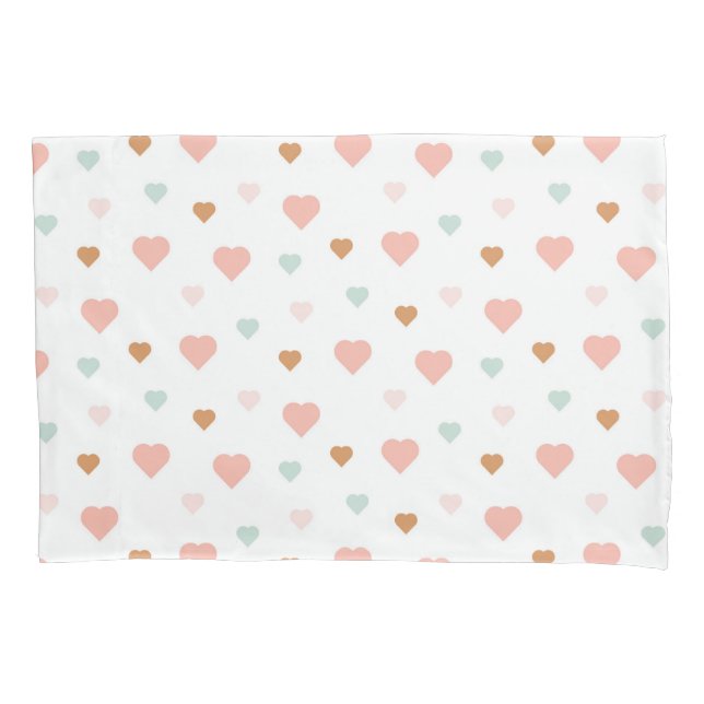 Boho baby girl pastel love hearts pillow case (Front)