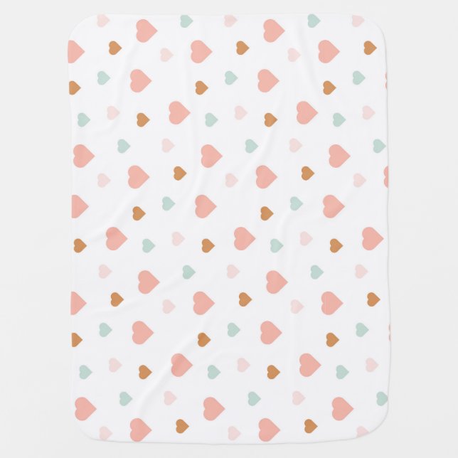 Boho baby girl pastel love hearts sherpa blanket (Front)