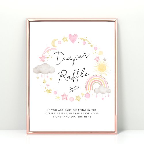 Boho Baby Girl Shower Diaper Raffle Sign