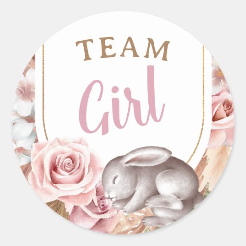 Boho Baby He or She Gender Reveal Guess Girl Classic Round Sticker