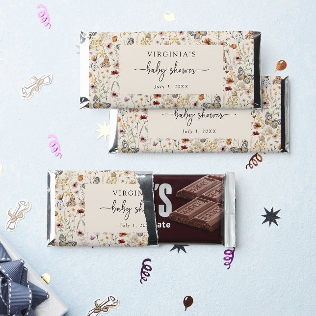 Boho Baby Hershey Bar Favors (Boho Floral Baby Shoer Hershey Bar Wrap Favors by Painted Paperie
)