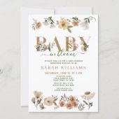 Boho Baby in Bloom Baby Girl Baby Shower Invitation (Front)