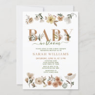 Boho Baby in Bloom Baby Girl Baby Shower Invitation