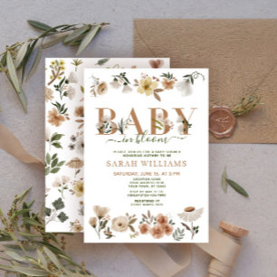 Boho Baby in Bloom Baby Girl Baby Shower Invitation