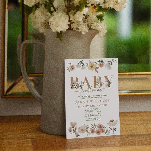 Boho Baby in Bloom Baby Girl Baby Shower Invitation