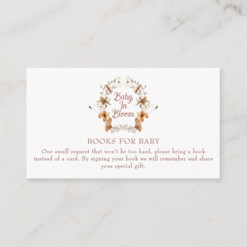 Boho Baby In Bloom Baby Shower Books For Baby Enclosure Card