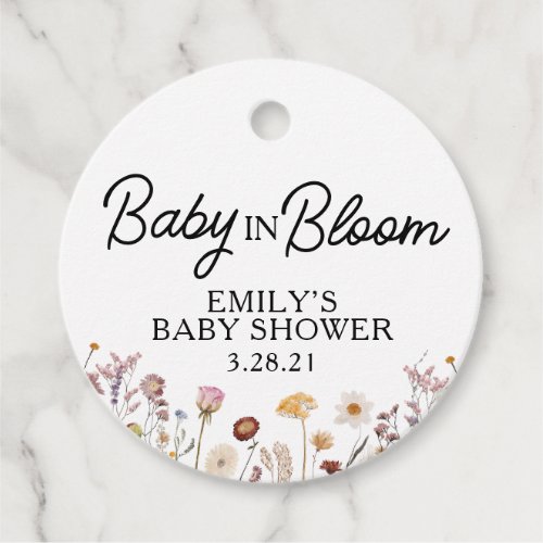 Boho Baby in Bloom Baby Shower Flower Favor Tags