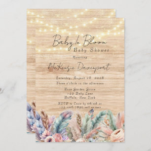 Boho Baby In Bloom Baby Shower Invitation