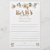 Boho Baby in Bloom Baby Shower Parent Advice Flyer