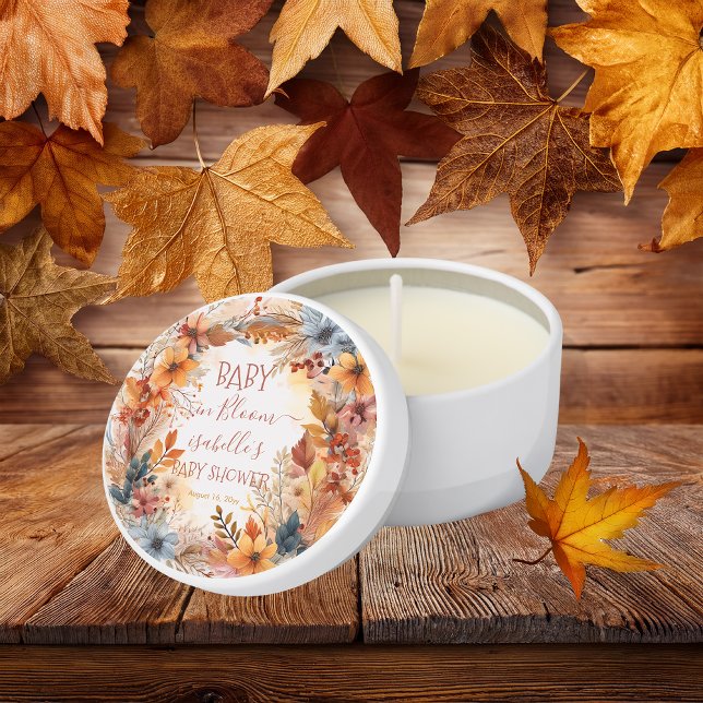 Boho Baby in Bloom Fall Floral Frame Baby Shower Mini Candle Favors (Boho Baby in Bloom Fall Floral Frame Baby Shower Mini Candle Favors)