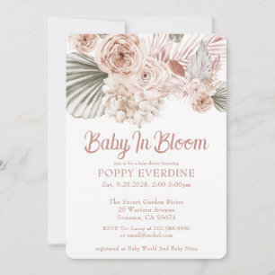 Boho Baby In Bloom Pampas Grass Girl Baby Shower Invitation