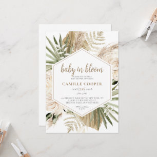 Boho Baby In Bloom Pampas Grass Invitation