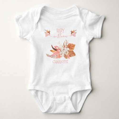 Boho Baby in Bloom Pink Pampas Grass Baby Bodysuit