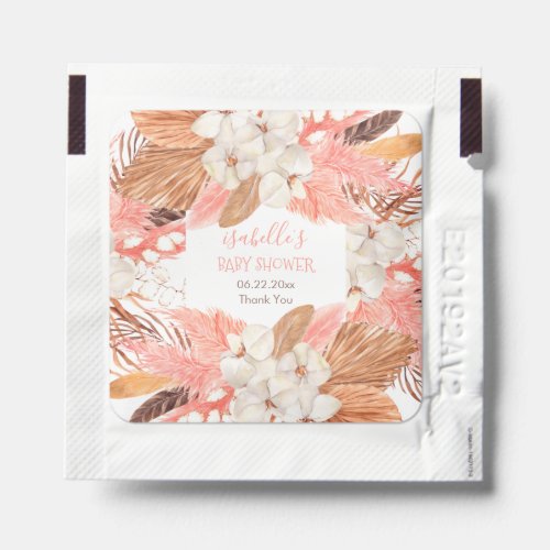 Boho Baby in Bloom Pink Pampas Grass Baby Shower Hand Sanitizer Packet