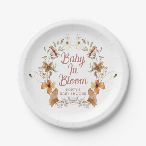 Boho Baby In Bloom Wildflowers Baby Shower Paper Plates