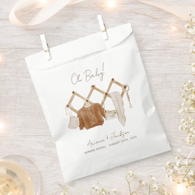 Boho Baby Neutral Shower Invitation Favor Bag (Clipped)
