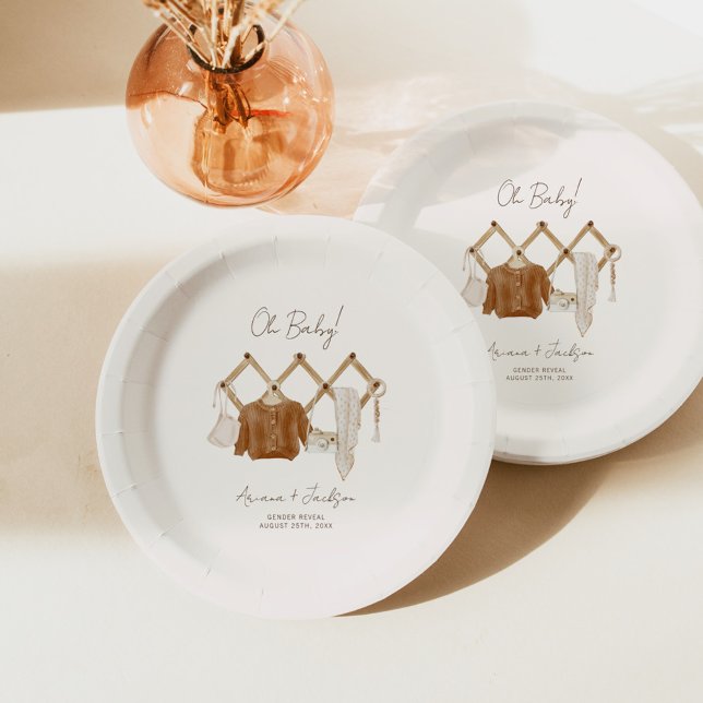 Boho Baby Neutral Shower Invitation Paper Plates (Creator Uploaded)