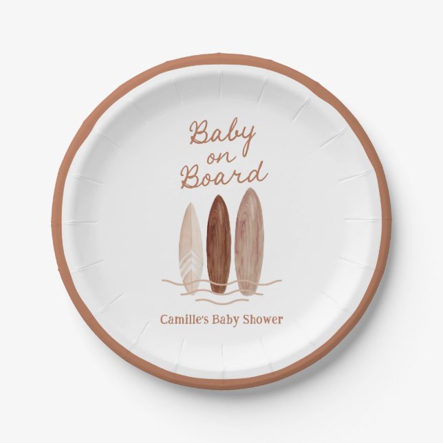 Boho Baby on Board Baby Shower Paper Plates (Front)