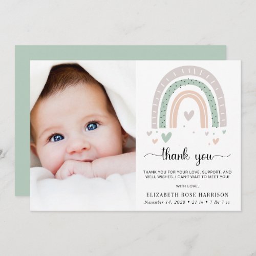 Boho Baby Photo Thank You Birth Announcement