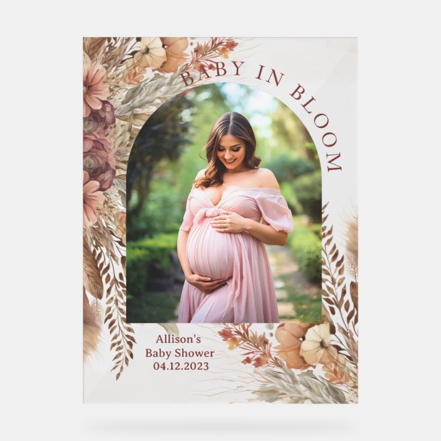 Boho baby shower Acrylic Sign  (Front)