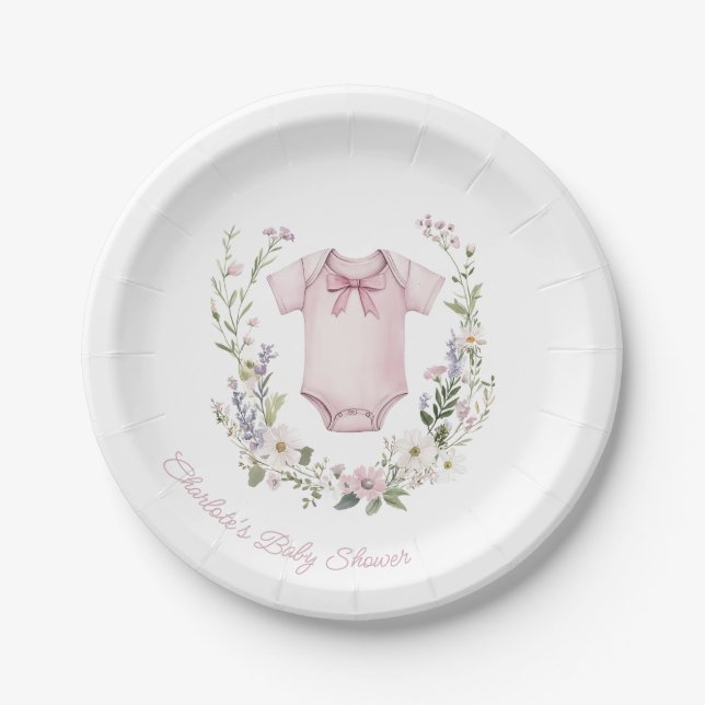 Boho Baby Shower Baby Girl Paper Plates (Front)