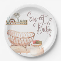 BOHO BABY SHOWER, BABY SHOWER, OH BABY INVITATION  PAPER PLATES