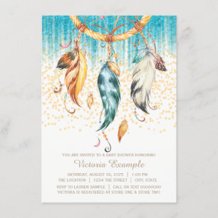 Boho Baby Shower Boy Girl Dream Catcher Invitation