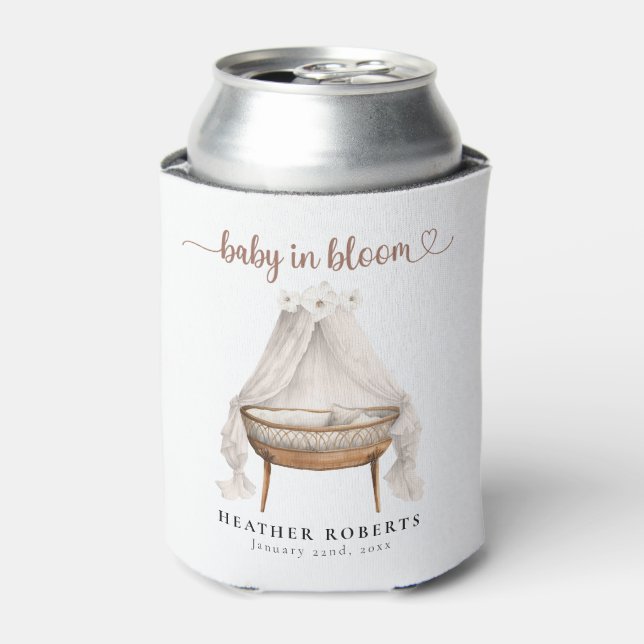 Boho Baby Shower Can Cooler Baby in Bloom (Can Front)