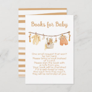 Boho Baby Shower Clothesline Bring a book Invitation