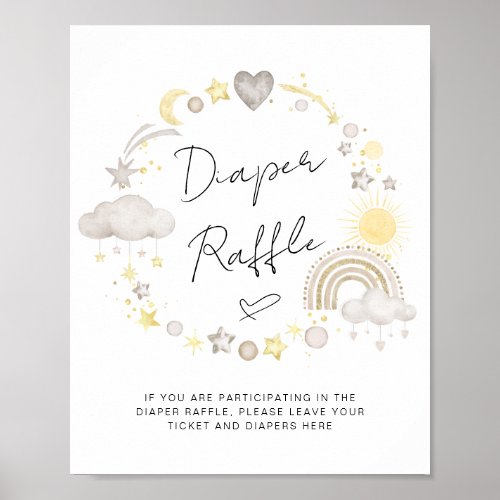 Boho Baby Shower Diaper Raffle Sign