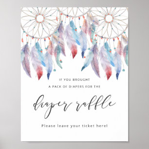 Boho Baby Shower Diaper Raffle Sign Dreamcatcher