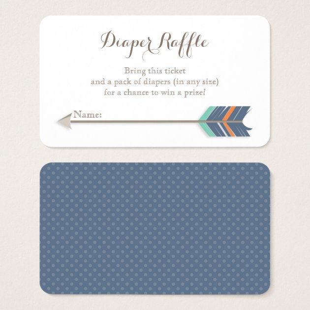 Boho Baby Shower Diaper Raffle Ticket Navy Orange