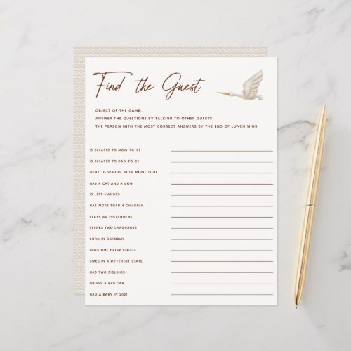 Boho Baby Shower Find The Guest Game