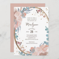 Boho Baby Shower Floral Butterfly Invitation