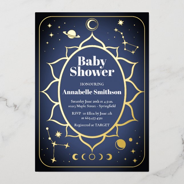 Boho Baby Shower Foil Invitation (Front)