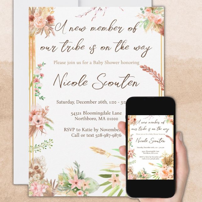 Boho Baby Shower Gender Neutral Invitation (Creator Uploaded)