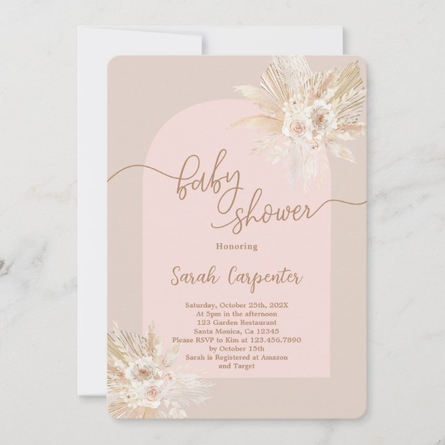 Boho Baby Shower Girl Invitation (Front)