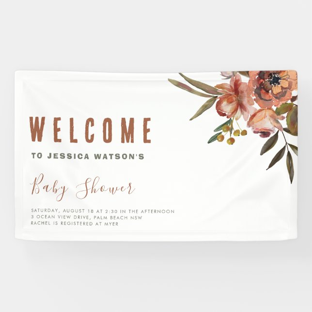 Boho Baby Shower Greenery Rustic Adorable Banner (Horizontal)