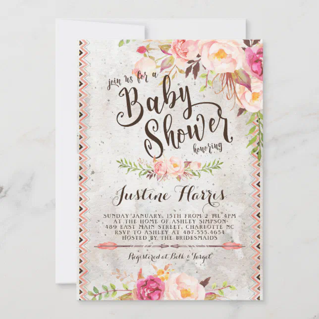 Boho Baby Shower Invitation | Zazzle